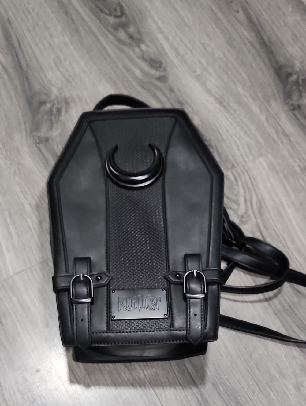 Killstar Black Coffin-Shaped Backpack with Crescent Accent